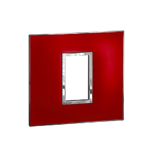 Legrand Arteor Mirror Red Cover Plate With Frame, 1 M, 5762 96